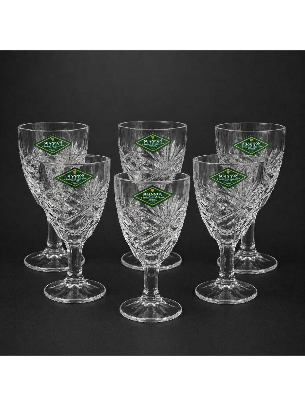 Shannon Crystal Dublin Cordial Glasses By Godinger, Set of 6- 5" 3 oz, NIB